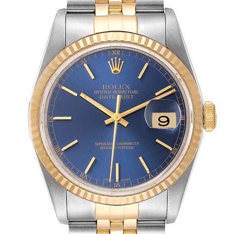 rolex datejust steel blue dial.